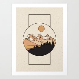 Three Sisters Canmore Landscape Line Art Art Print