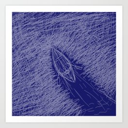 Boat on a river Art Print