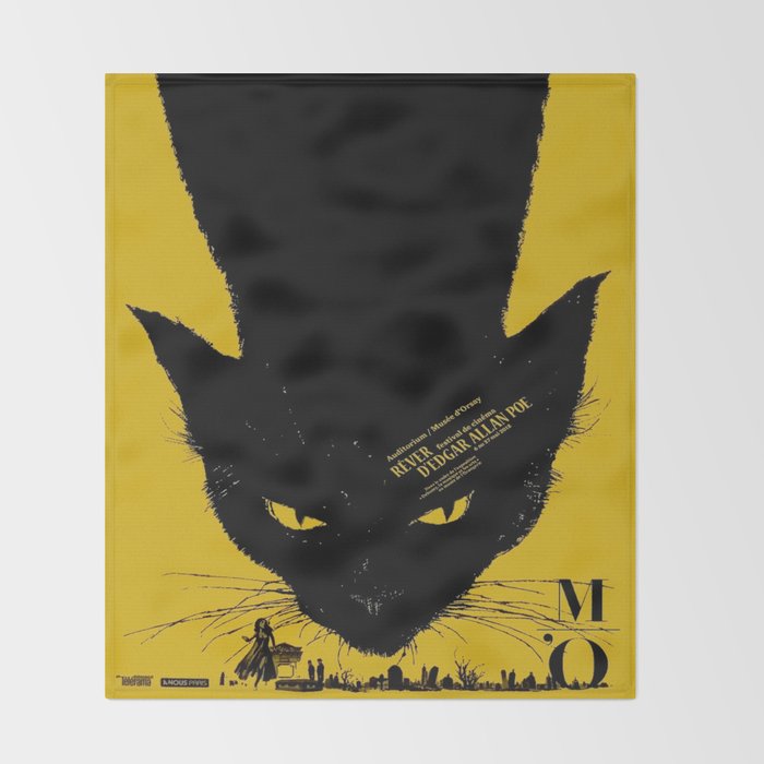 Vintage Poster Black Cat Throw Blanket By Mosfunky Society6