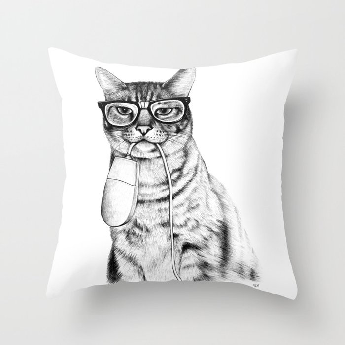 Mac Cat Throw Pillow