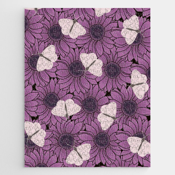 Purple Flowers and Butterflies Jigsaw Puzzle