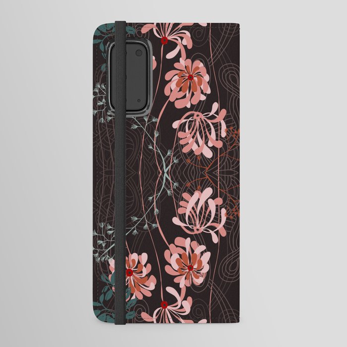 Art Nouveau floral pattern with lines – taupe Android Wallet Case