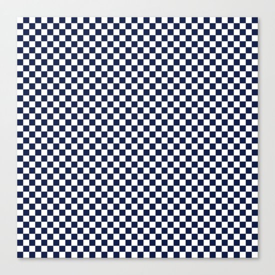 Indigo Navy Blue Checks Canvas Print