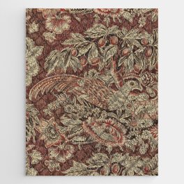 Burgundy Quilted Chintz Cover Up Birds and Flowers Jigsaw Puzzle