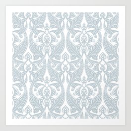 Art Nouveau Silver Grey & White Pattern Art Print