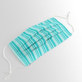[ Thumbnail: Dark Turquoise and Turquoise Colored Lined/Striped Pattern Face Mask ]