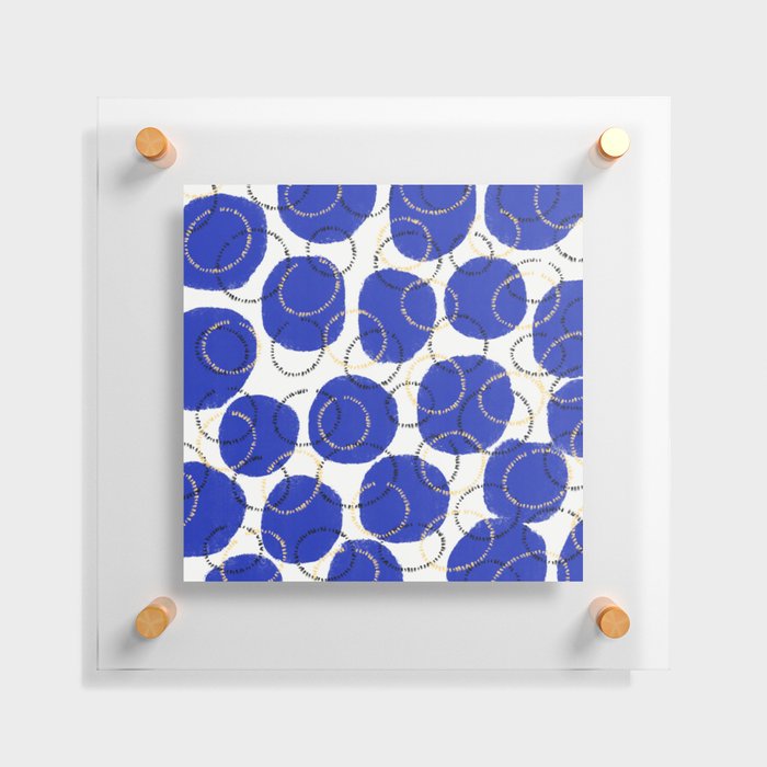 Big blue polka dots Floating Acrylic Print