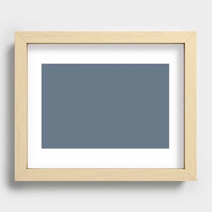 Dark Blue Gray Solid Color Pairs Pantone Blue Mirage 18-4215 TCX Shades of Blue Hues Recessed Framed Print