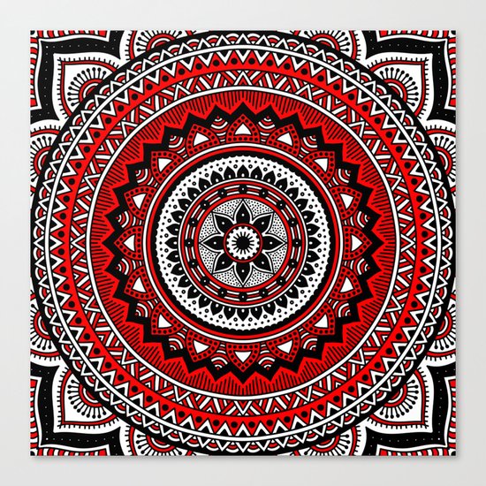 Red and Black Mandala Canvas Print