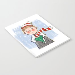 Winter Wally - Boy with Red Striped Scarf and Hat Notebook