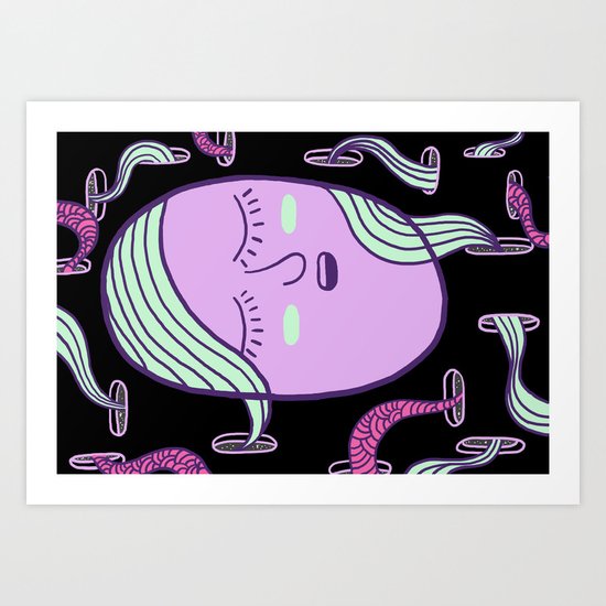 Sleepy Head (girl) Art Print