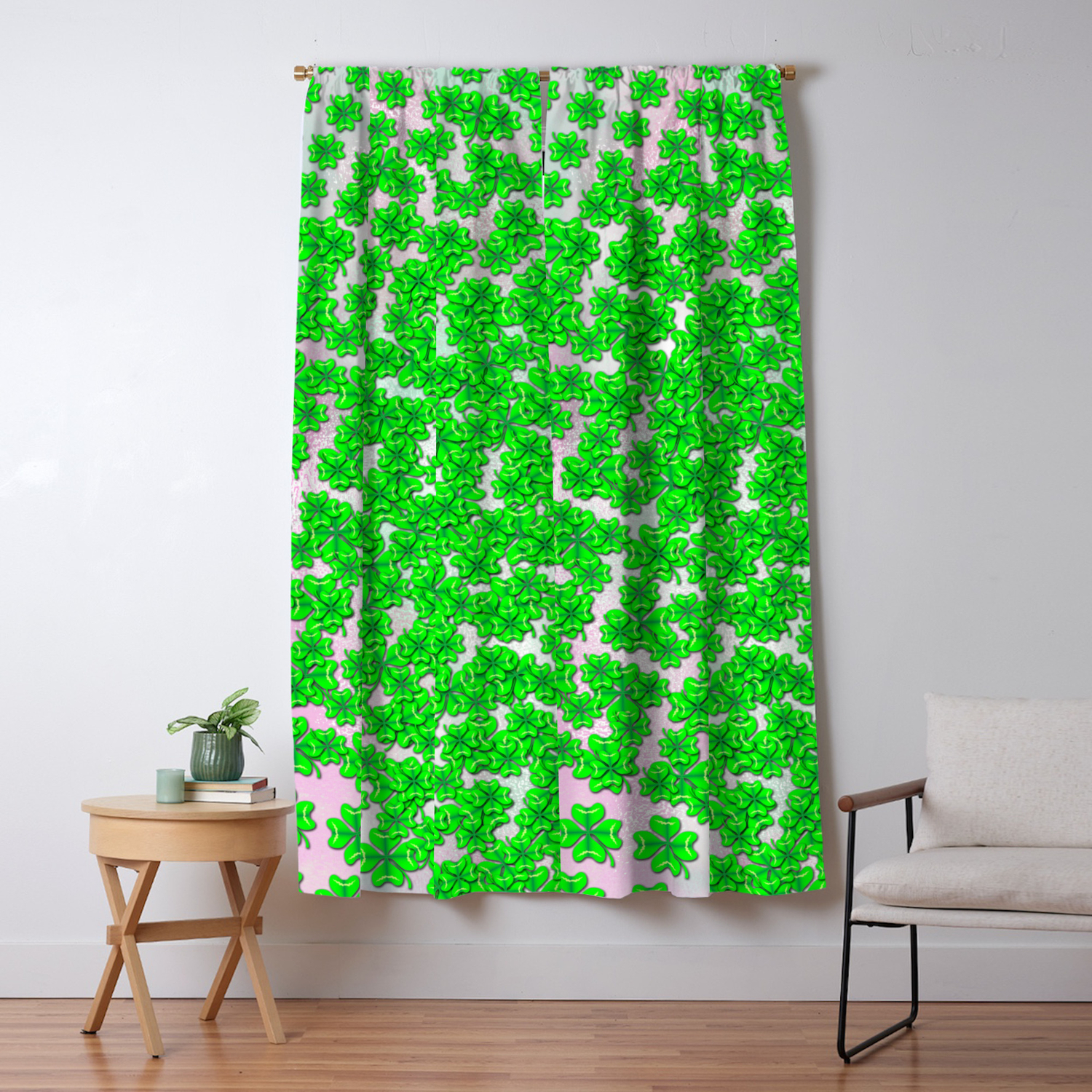 Abstract Four Leaf Clover Pattern On Texture Blackout Curtain By
