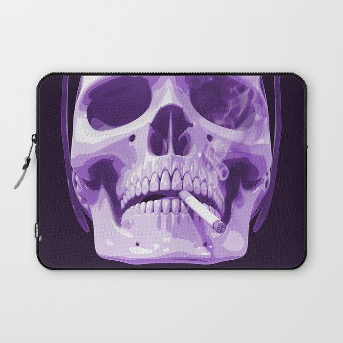 Skull Smoking Cigarette Purple Laptop Sleeve
