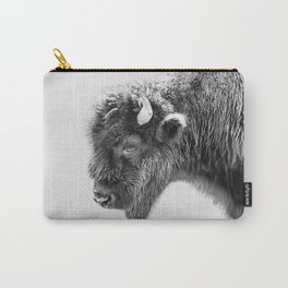Animal Photography | Bison Portrait | Black and White | Minimalism Carry-All Pouch