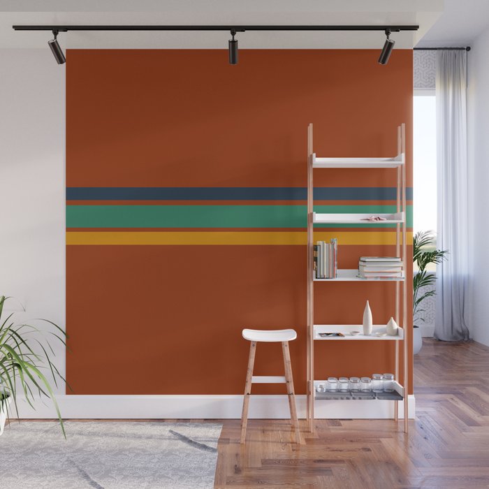 Retro trio on burnt orange 1 Wall Mural