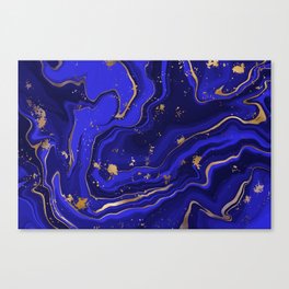 dark blue sky marble with gold veins foil shiny and beautiful Canvas Print