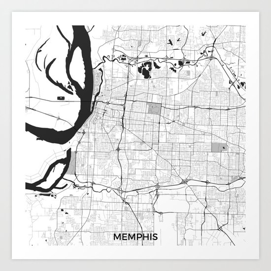 Memphis Map Gray Art Print