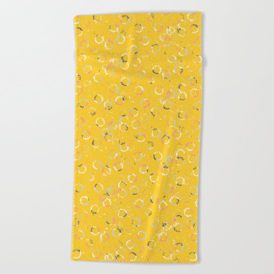 Polka Dots Stamps on Vivid Yellow Beach Towel