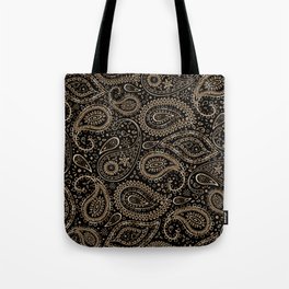 Beautiful Pattern of Paisley Art, Flowers, Doodles - Gradient Gold Pattern Tote Bag