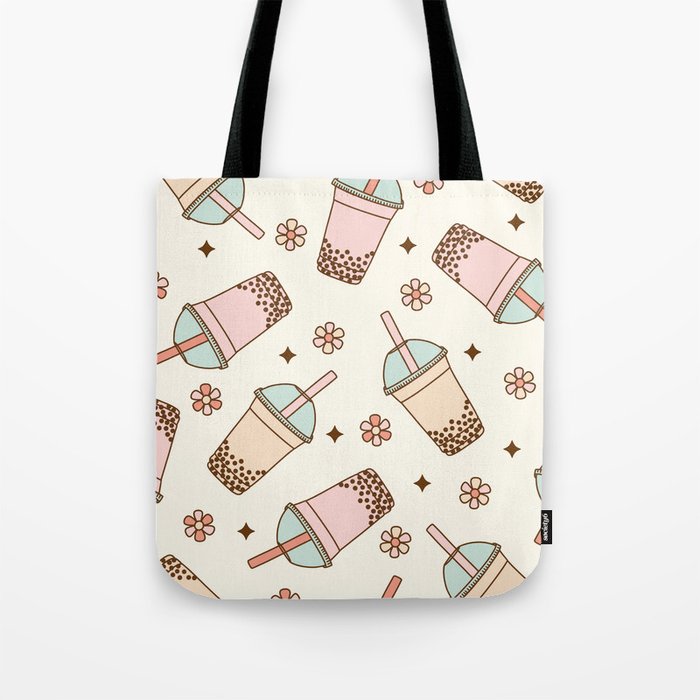 Bubble Tea, Boba Tea, Cute Pattern Tote Bag