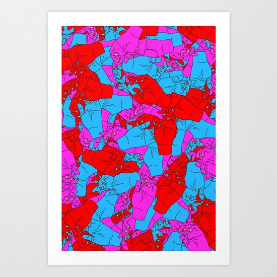 Bed of Hands Art Print