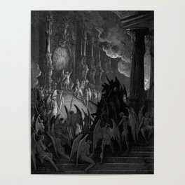 Satan takes his throne in Hell Gustave Dore Poster