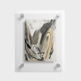 Drift [5]: a neutral abstract mixed media piece in black, white, gray, brown Floating Acrylic Print