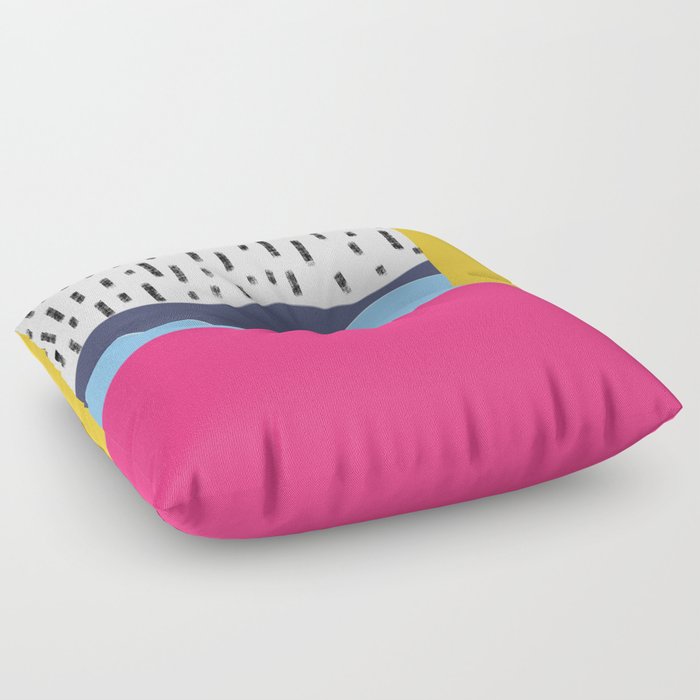 Colorful Minimalistic Wave Art Print Design Floor Pillow