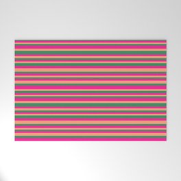 [ Thumbnail: Deep Pink, Light Salmon & Sea Green Colored Lines Pattern Welcome Mat ]