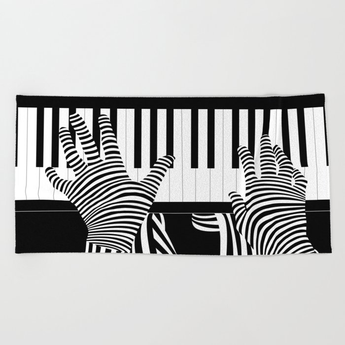 B&W Pianist Beach Towel