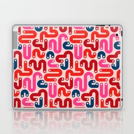 JELLY BEANS POSTMODERN 1980S ABSTRACT GEOMETRIC in RED FUCHSIA PINK BURGUNDY BLUE ON BLUSH Laptop Skin