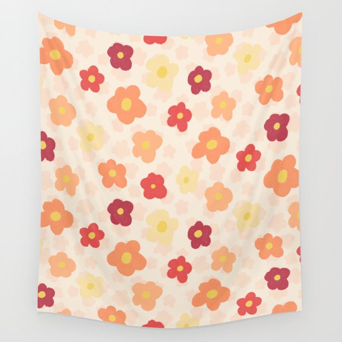 sunny flowers orange-yellow-red  Wall Tapestry