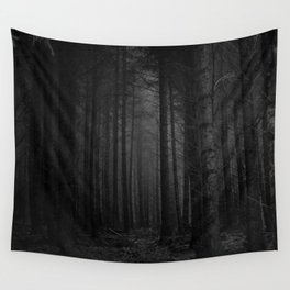 The Dense & Foggy Forest (Black and White) Wall Tapestry