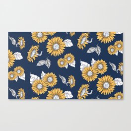 retro sunflower pattern design Canvas Print