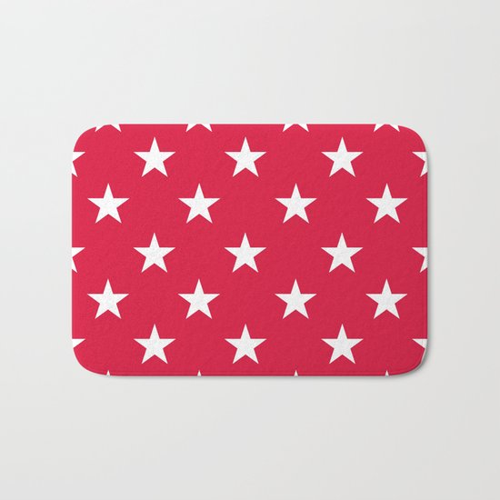 Stars (White/Crimson) Bath Mat