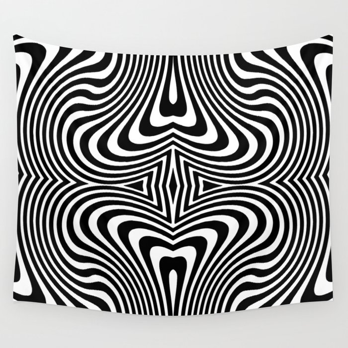 Black And White Retro Op Art Design Wall Tapestry
