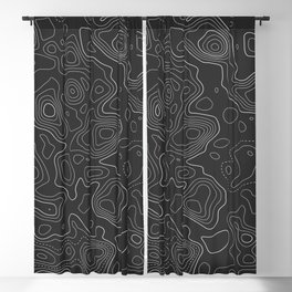 Black Topographic Map 02C Blackout Curtain