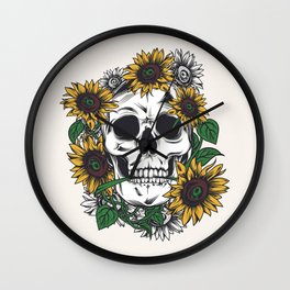 Skull Sunflower Wall Clock