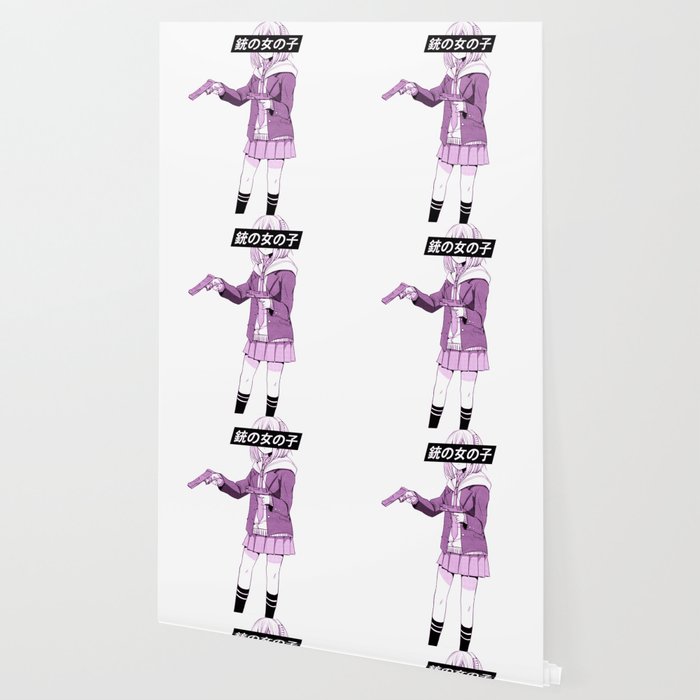 Gun Girl Pink Sad Japanese Anime Aesthetic Wallpaper By
