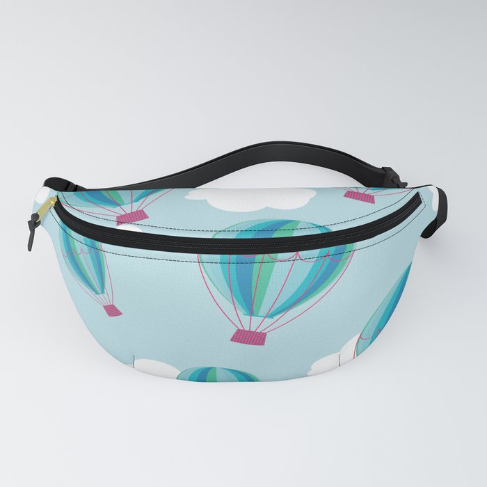 Hot air balloons and clouds - blue Fanny Pack