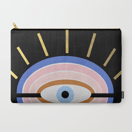 Retro Evil Eye Black Gold Carry All Pouch By Galeswitzer Society6
