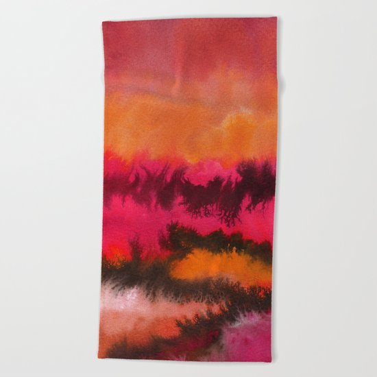 Watercolor abstract landscape 26 Beach Towel