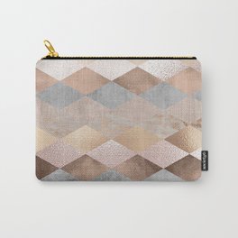 Copper and Blush Rose Gold Marble Argyle Carry-All Pouch