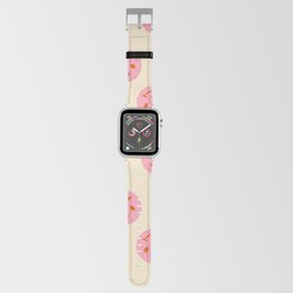 70s Retro Smiley Face Pattern in Beige & Pink Apple Watch Band