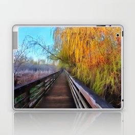 Gorgeous Gold and Yellow Willow Tree on Boardwalk Laptop Skin
