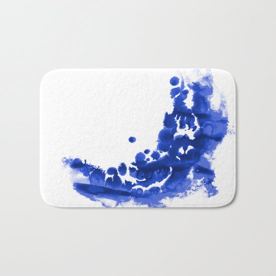 Paint 9 abstract indigo watercolor painting minimal modern canvas affordable dorm college art Bath Mat