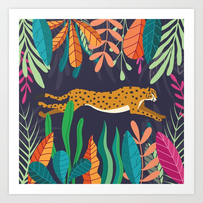 Cheetah running in the wild Art Print