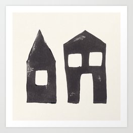 Tiny Houses #2 | Hand-printed Linocut Art Print