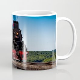 Vintage Train on Railroad in Scenic Country Landscape Coffee Mug