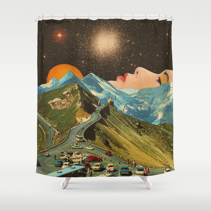 Face on the mountain Shower Curtain